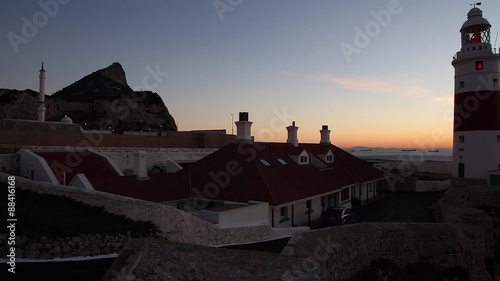 Lighthouse at Sunrise, Gibraltar  - Europa Point Lighthouse /Trinity Lighthouse at Europa Point, Bay of Gibraltar, Gibraltar.