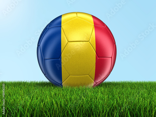 Soccer football with Romanian flag. Image with clipping path