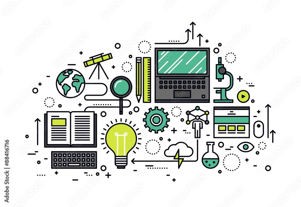 Power of knowledge line style illustration