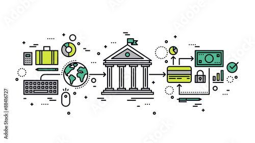 Banking transaction line style illustration photo