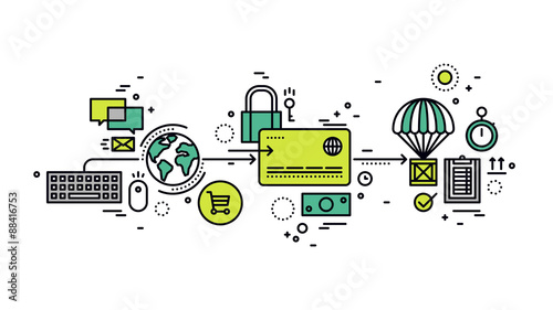 Secure payment line style illustration