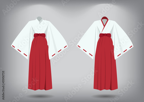 Set of miko suit, traditional japanese costume