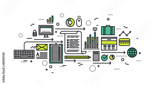 Business analytics line style illustration