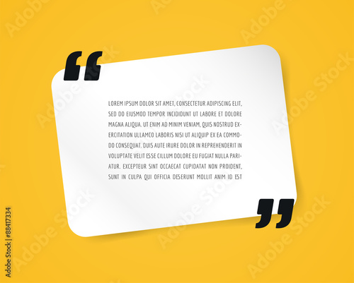 Quote text bubble. Commas, note, message and comment, template