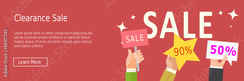 Flat designed banners for clearance sale concept. Vector photo