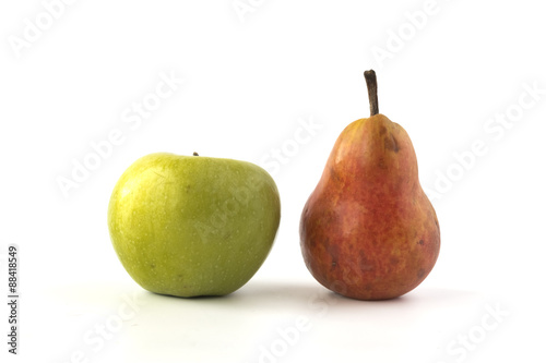 Green apple and red pear