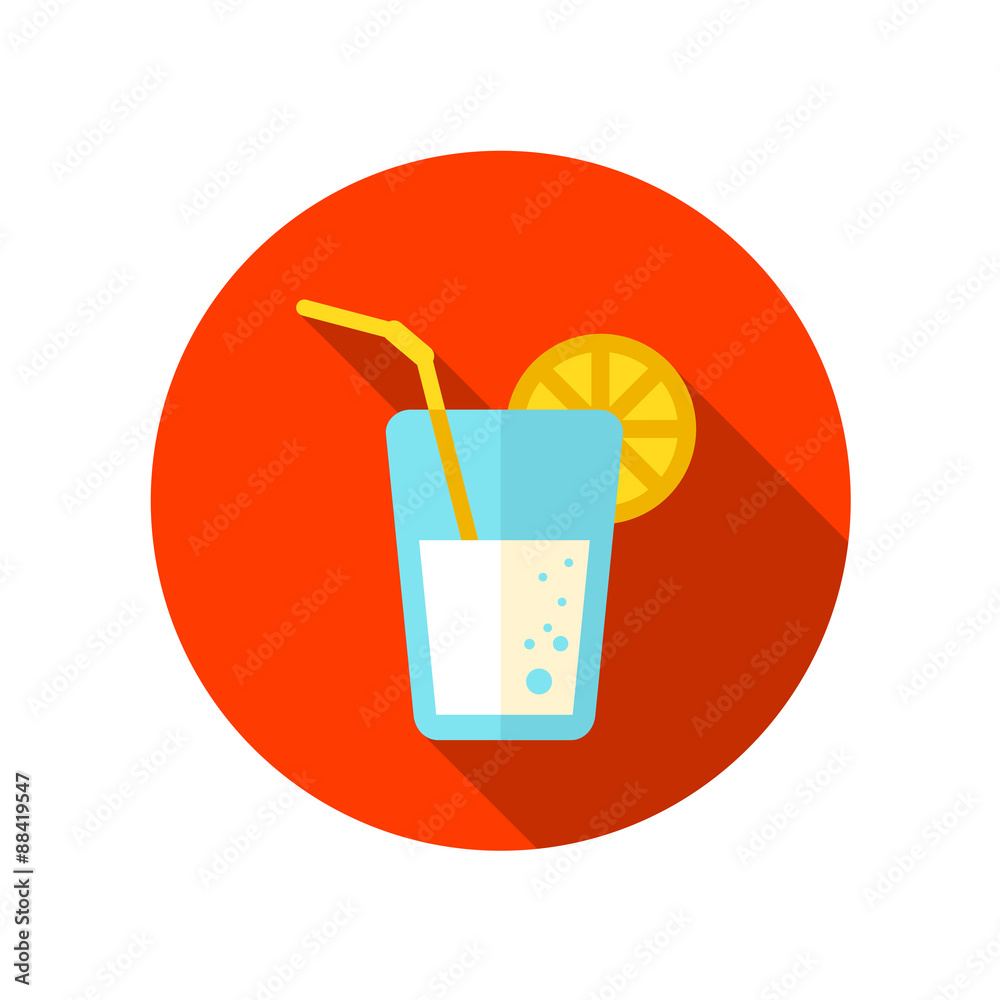 Cocktail flat icon with long shadow Cocktail flat icon with long shadow