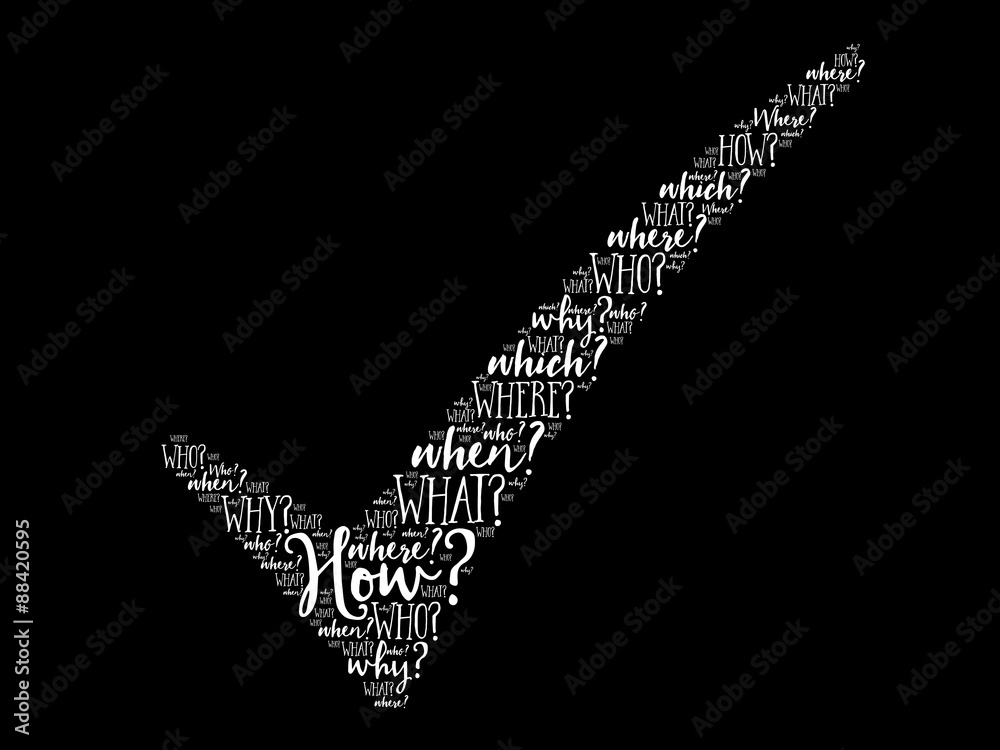 Question words check mark, vector business concept words cloud Question words check mark, vector business concept words cloud