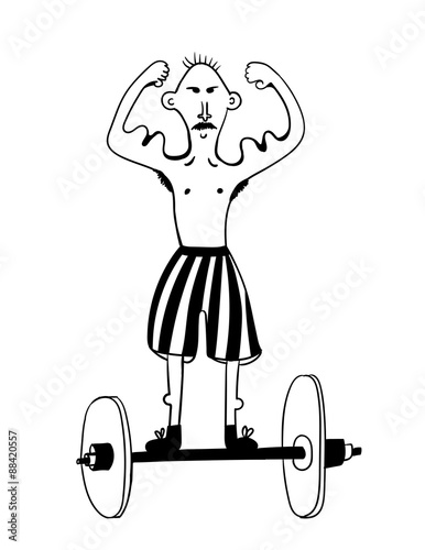 Athlete weightlifter - bouncer comic vector illustration