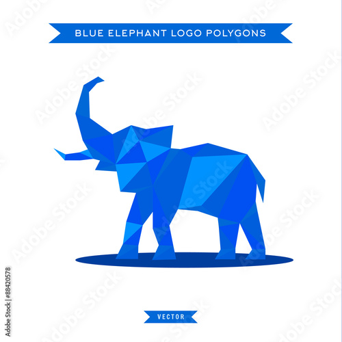 Elephant logo with reflux and low poly geometry, vector