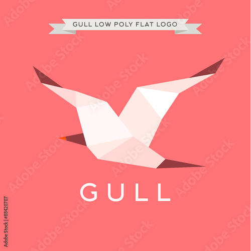 Gull low poly, polygon, logo illustration geometry