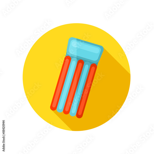 Floating mattress on beach flat icon