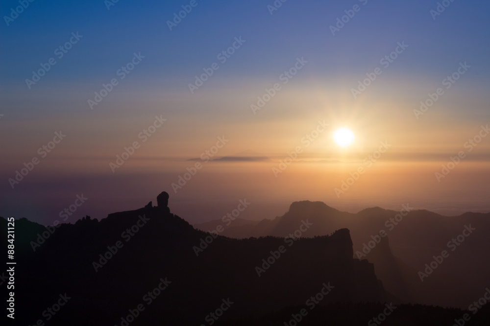 amazing sunset over Teide on Tenerife