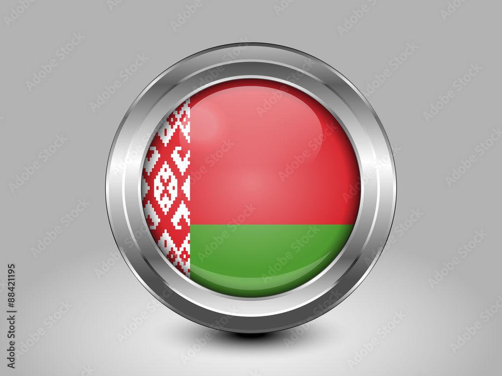 Flag of Belarus. Metal Round Icon Flag of Belarus. Metal Round Icon