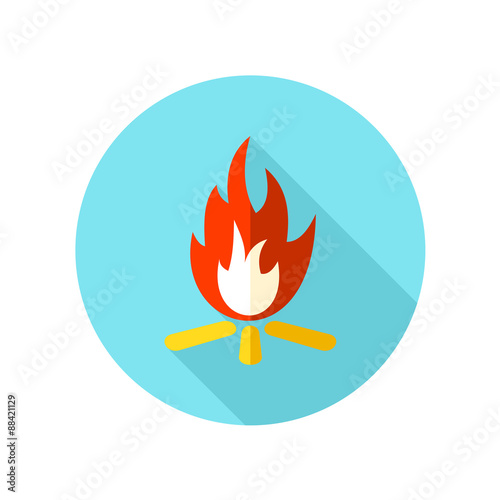 Bonfire flat icon with long shadow