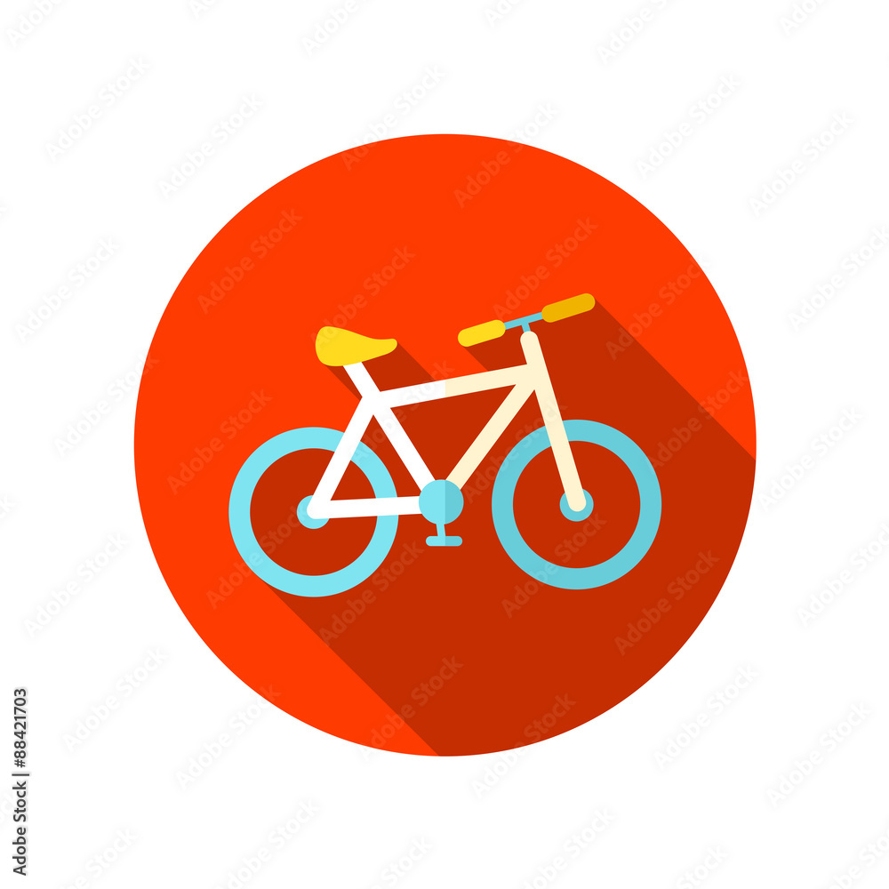 Bicycle flat icon with long shadow Bicycle flat icon with long shadow