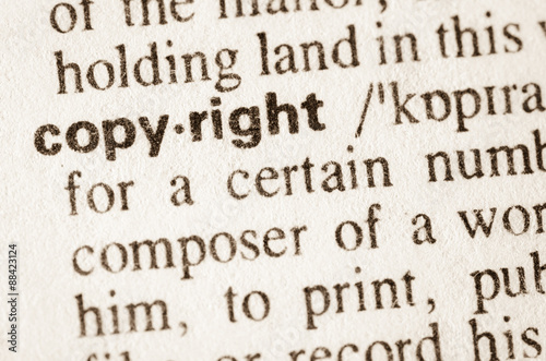 Dictionary definition of word copyright