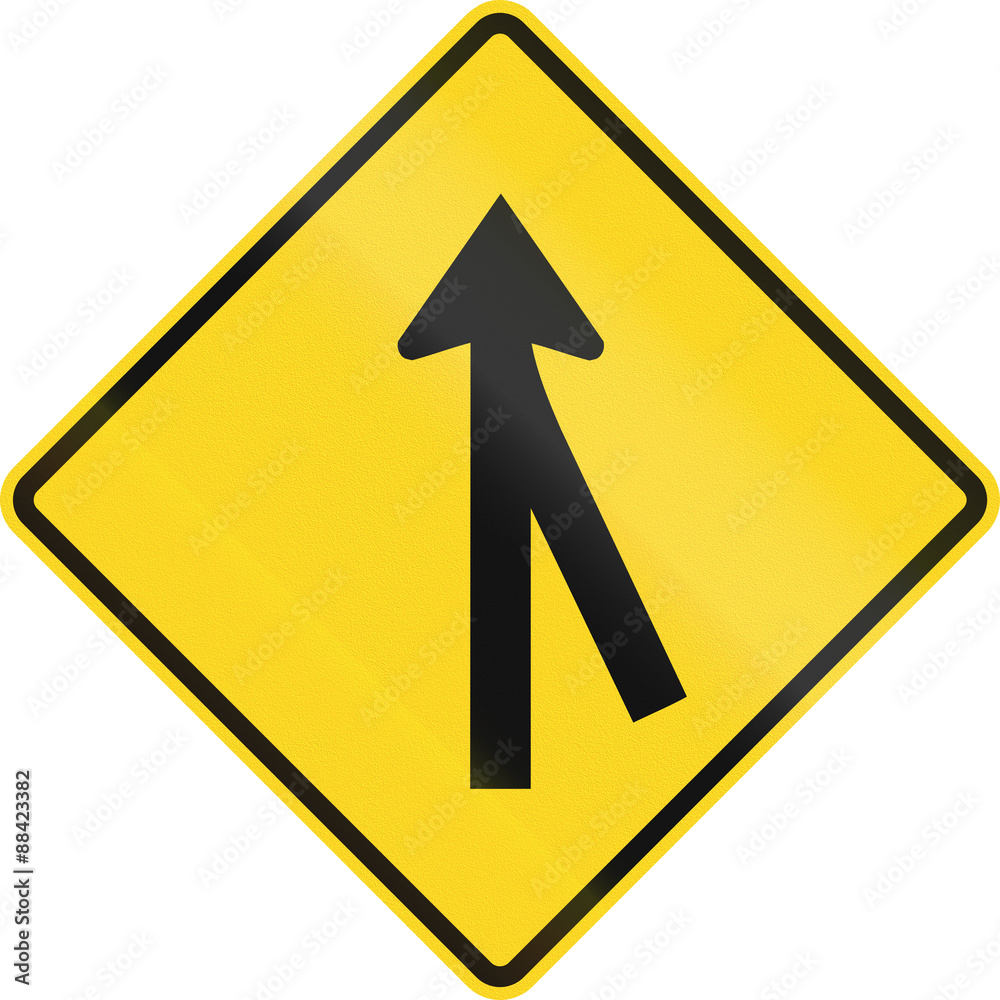 Canadian road warning sign - 3-way merging Intersection ahead. This sign is used in Ontario Canadian road warning sign - 3-way merging Intersection ahead. This sign is used in Ontario