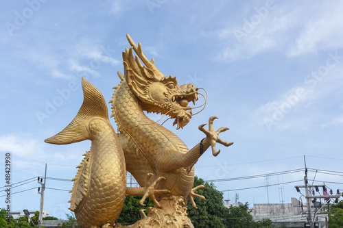 Golden dragon statue at Phuket   Thailand