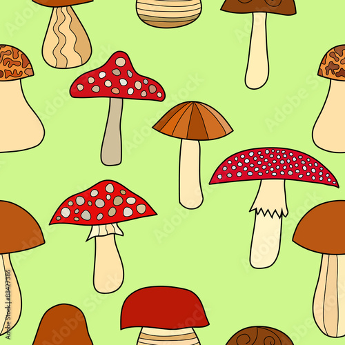 abstract doodle mushroom seamless pattern