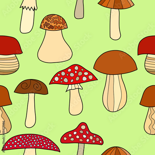 abstract doodle mushroom seamless pattern