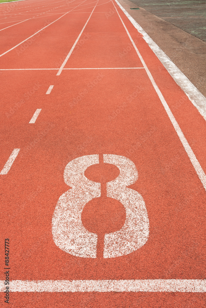 Athletics track lane number eight