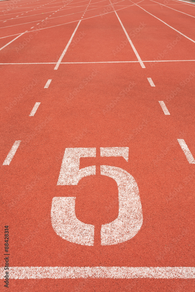 Athletics track lane number five
