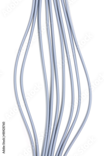 Cables of computer network isolated on white background