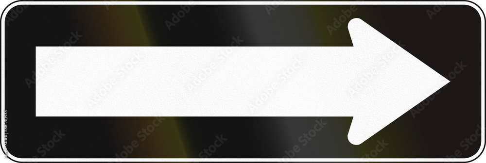 Canadian traffic sign - One way to the right. This sign is used in Ontario Canadian traffic sign - One way to the right. This sign is used in Ontario