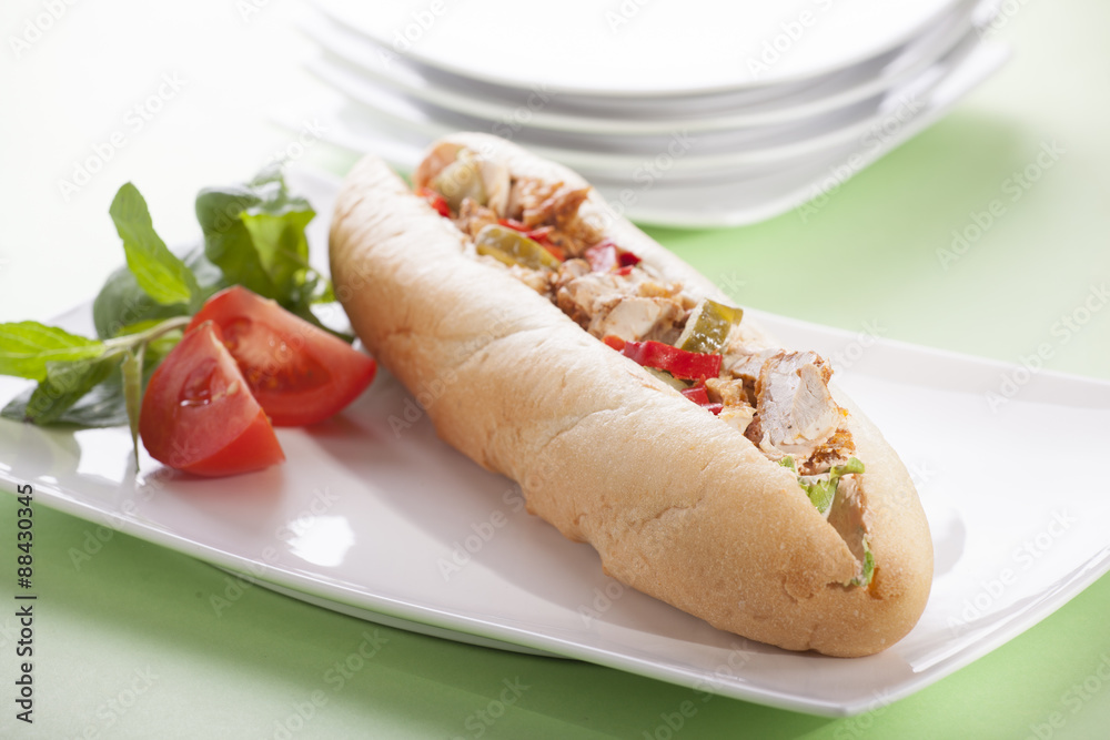sandwich with chicken and vegetables sandwich with chicken and vegetables