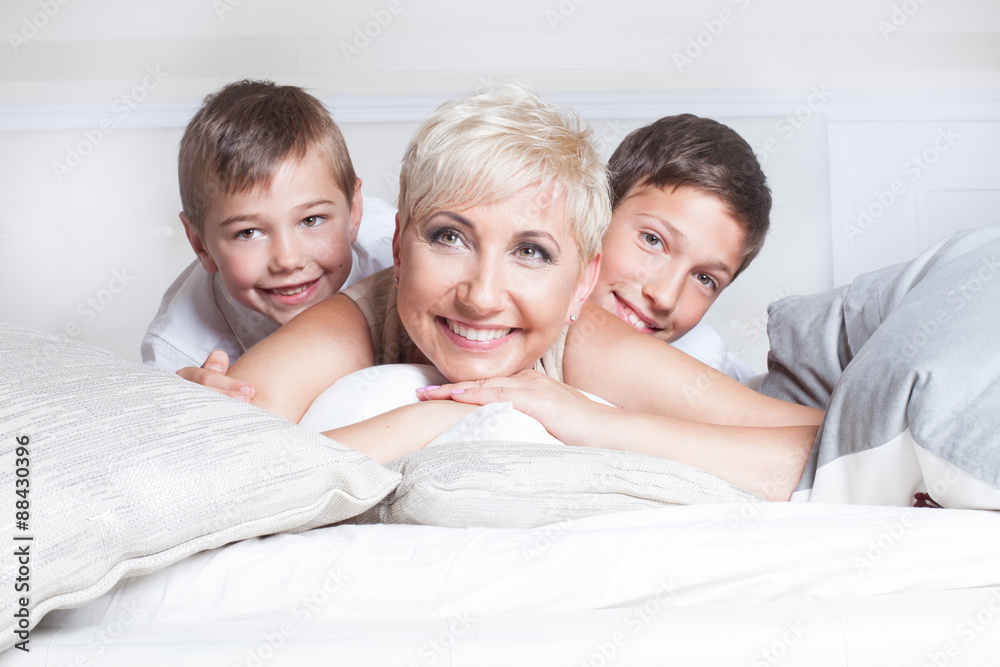 Family portrait, mother with sons. Family portrait, mother with sons.
