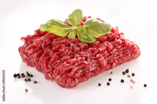 minced meat on a white background 
