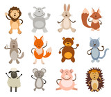 set of cute animals. vector illustration