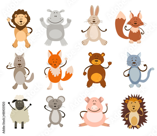 Fototapeta Naklejka Na Ścianę i Meble -  set of cute animals. vector illustration