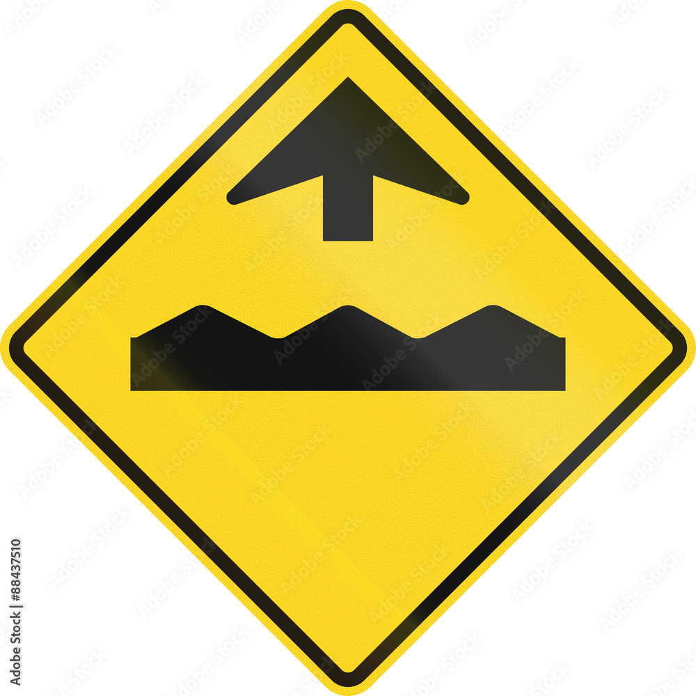 Canadian road warning sign - Rough road ahead. This sign is used in Ontario Canadian road warning sign - Rough road ahead. This sign is used in Ontario
