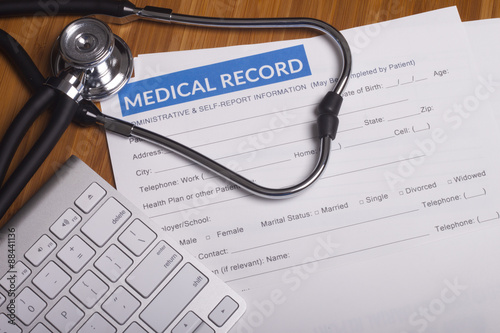 Medical insurance records and Stethoscope