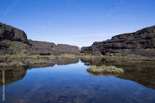 Summit of Mount Roraima, strange world made of volcanic black st