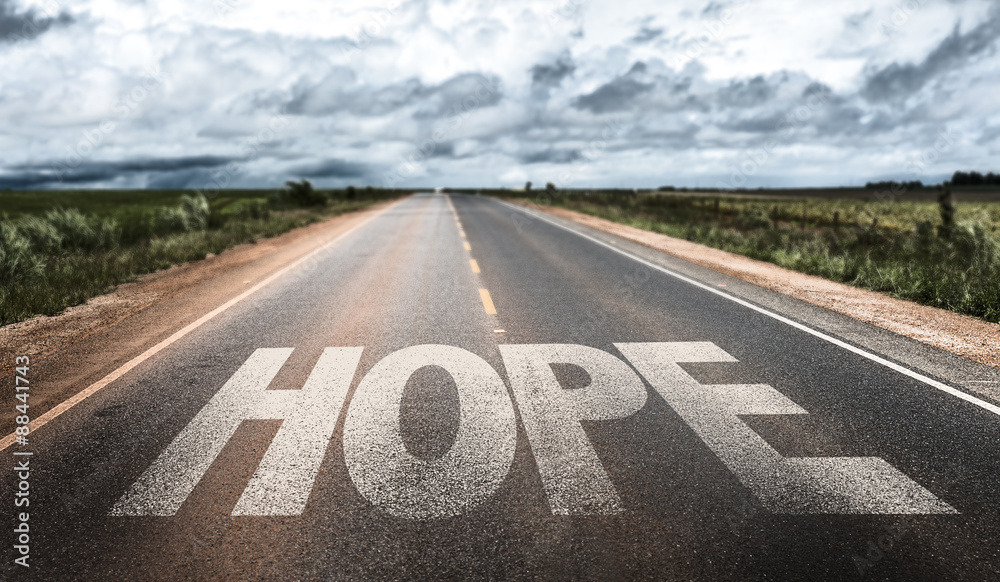 Hope written on rural road