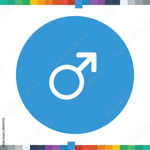 Flat male sign icon in a circle.