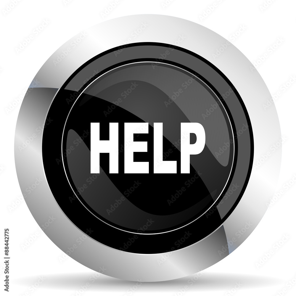 help icon, black chrome button help icon, black chrome button