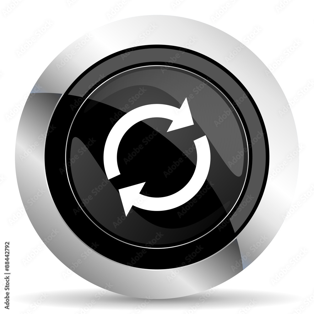 reload icon, black chrome button, refresh sign reload icon, black chrome button, refresh sign