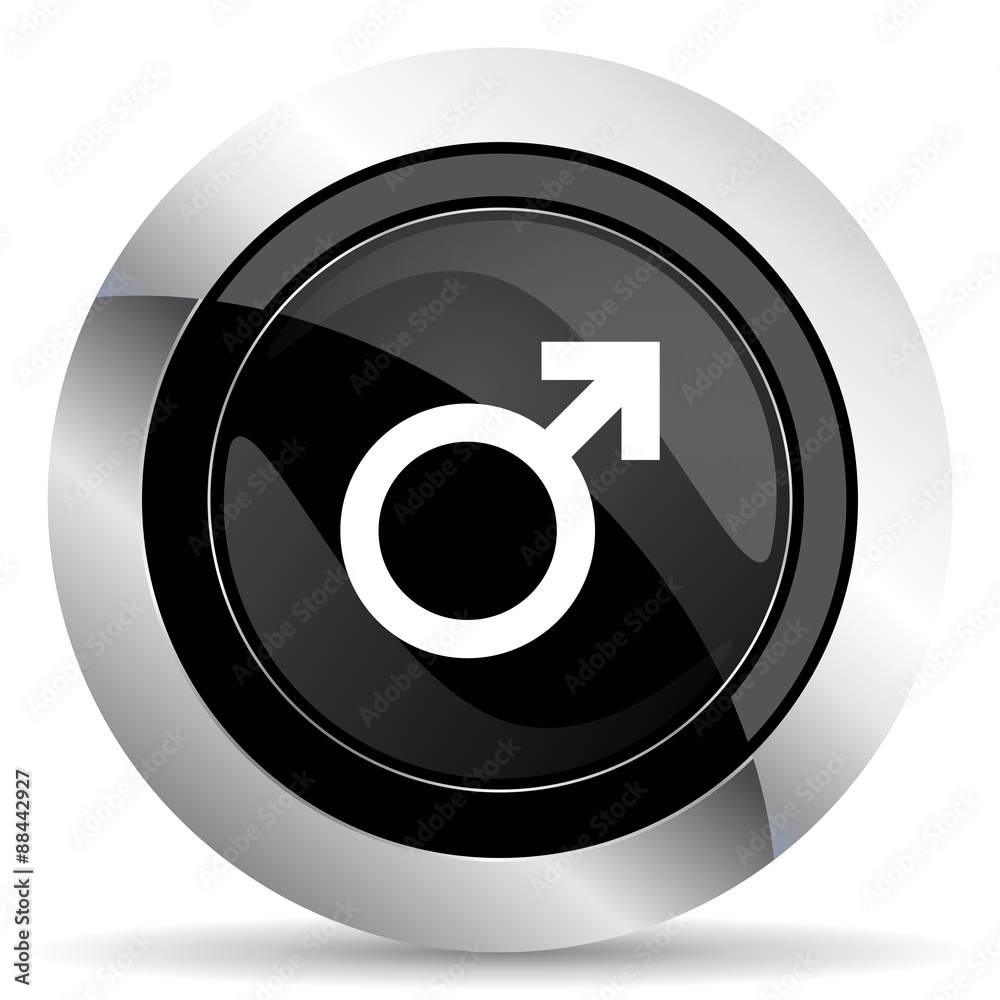 male icon, black chrome button, male gender sign male icon, black chrome button, male gender sign
