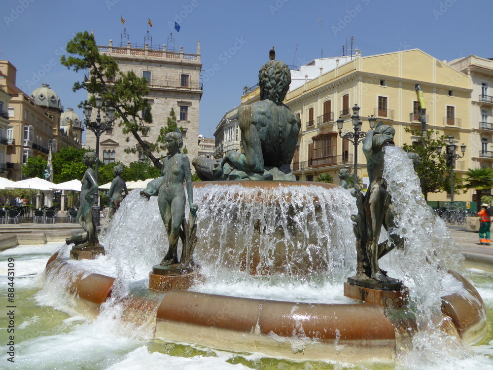 Valencia - Turia Fountain on Plaza de la Virgen
