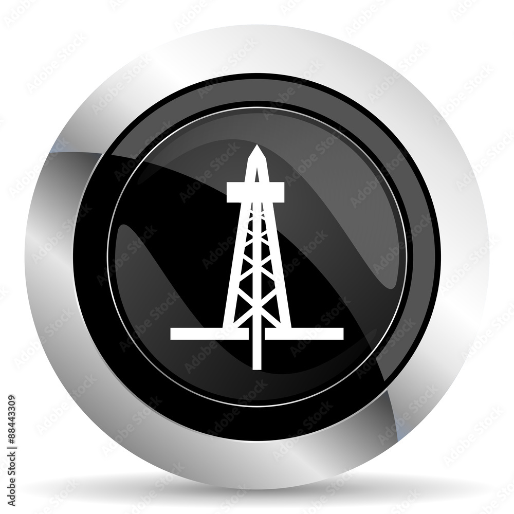 drilling icon, black chrome button drilling icon, black chrome button