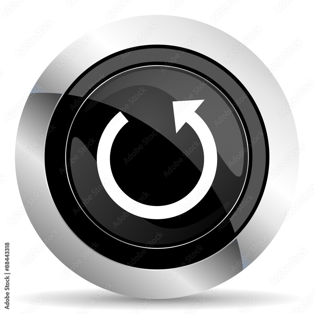 rotate icon, black chrome button, reload sign rotate icon, black chrome button, reload sign