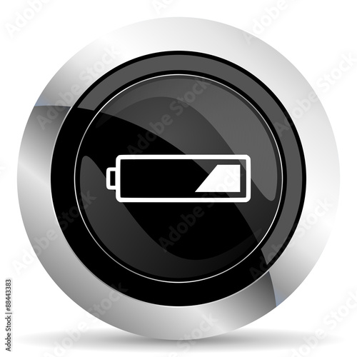 battery icon, black chrome button, charging symbol, power sign