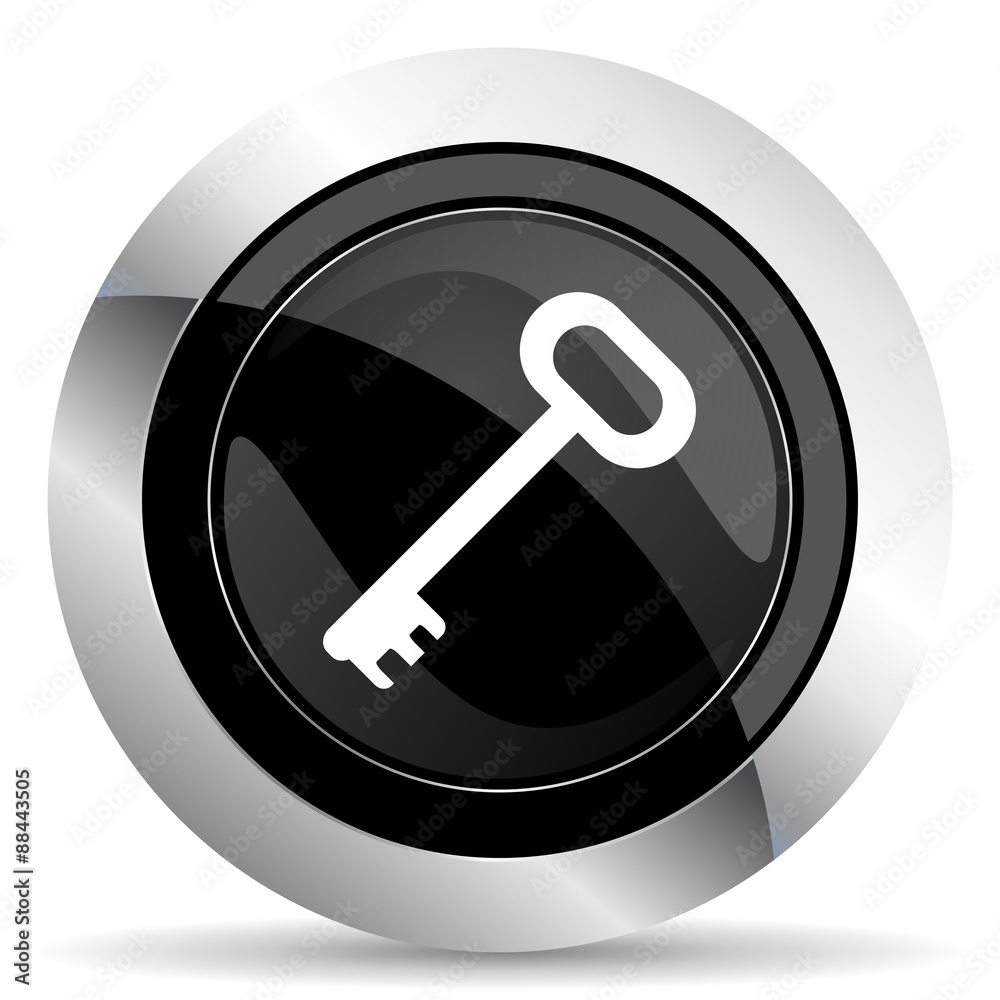key icon, black chrome button, secure symbol key icon, black chrome button, secure symbol