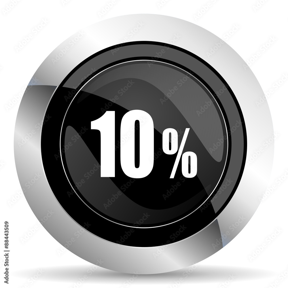 Obraz premium 10 percent icon, black chrome button, sale sign