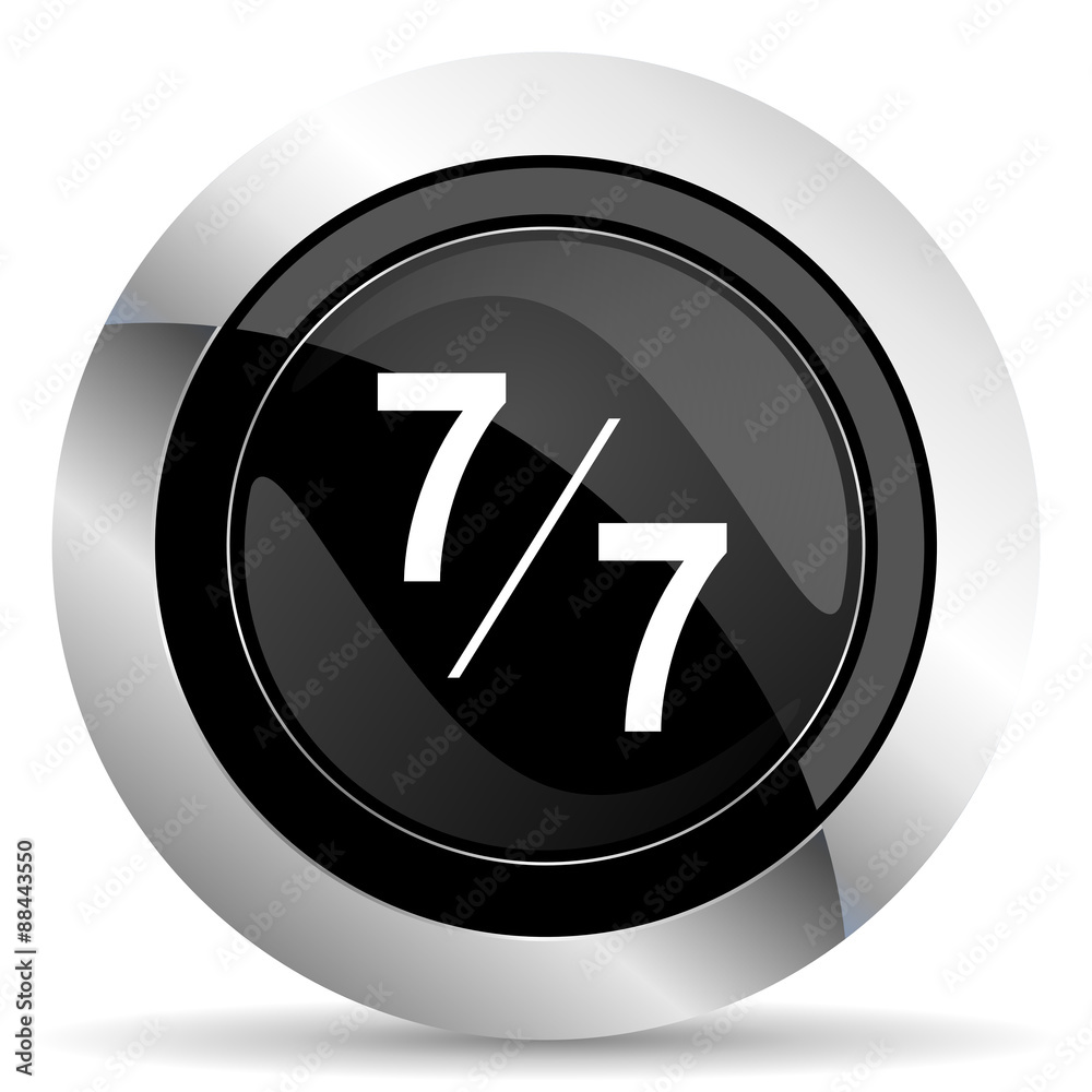7 per 7 icon, black chrome button 7 per 7 icon, black chrome button
