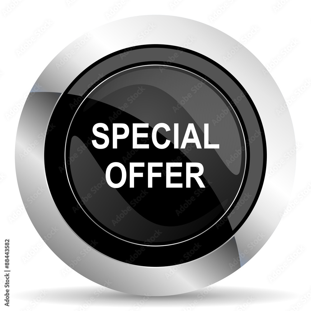 special offer icon, black chrome button special offer icon, black chrome button